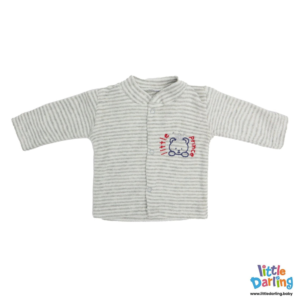 Newborn Baby Gift Set 8 Pcs Grey Stripes | Little Darling - Zubaidas Mothershop