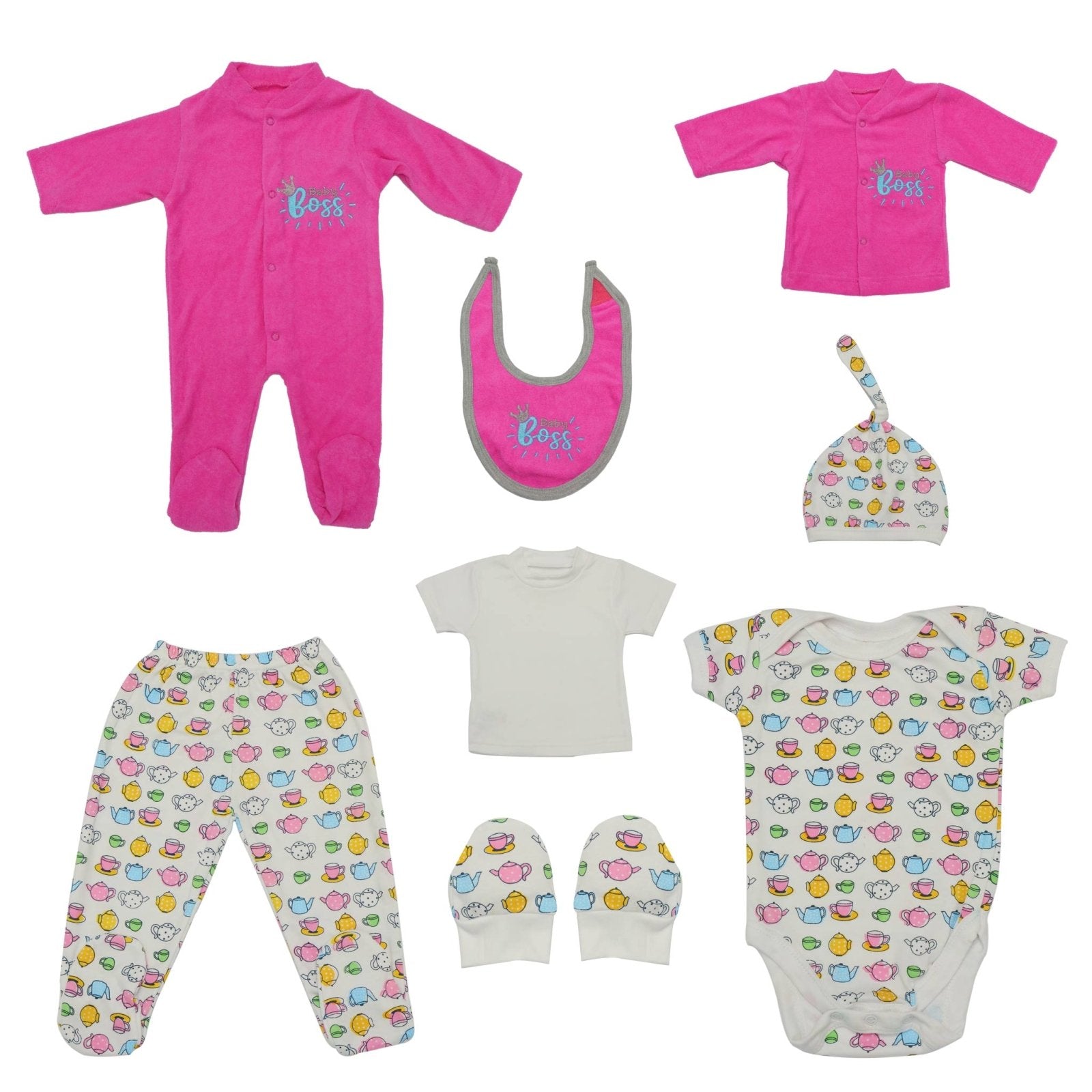 Newborn Baby Gift Set 8 Pcs Pink | Little Darling - Zubaidas Mothershop