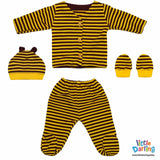 Newborn Baby Gift Set Pk Of 4 Black Stripes | Little Darling - Zubaidas Mothershop