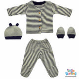 Newborn Baby Gift Set Pk Of 4 blue Stripes | Little Darling - Zubaidas Mothershop