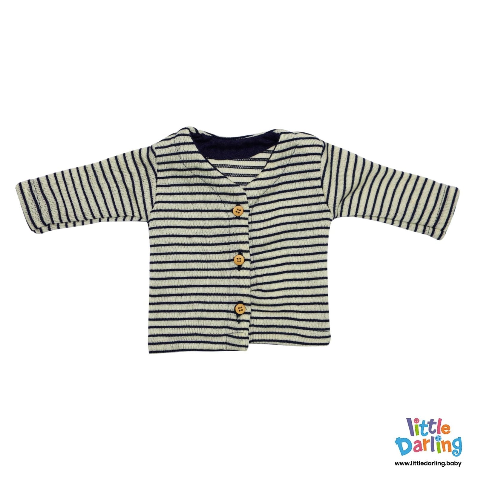 4 Pcs Woolen Gift Set Off White & Denim Stripes by Little Darling