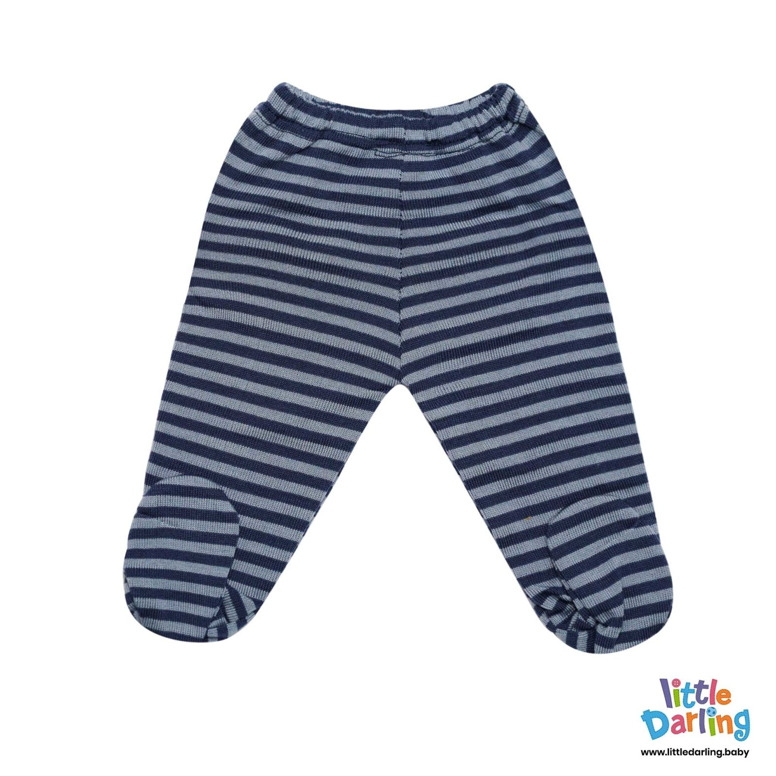 4 Pcs Woolen Gift Set Grey & Navy Blue Stripes by Little Darling