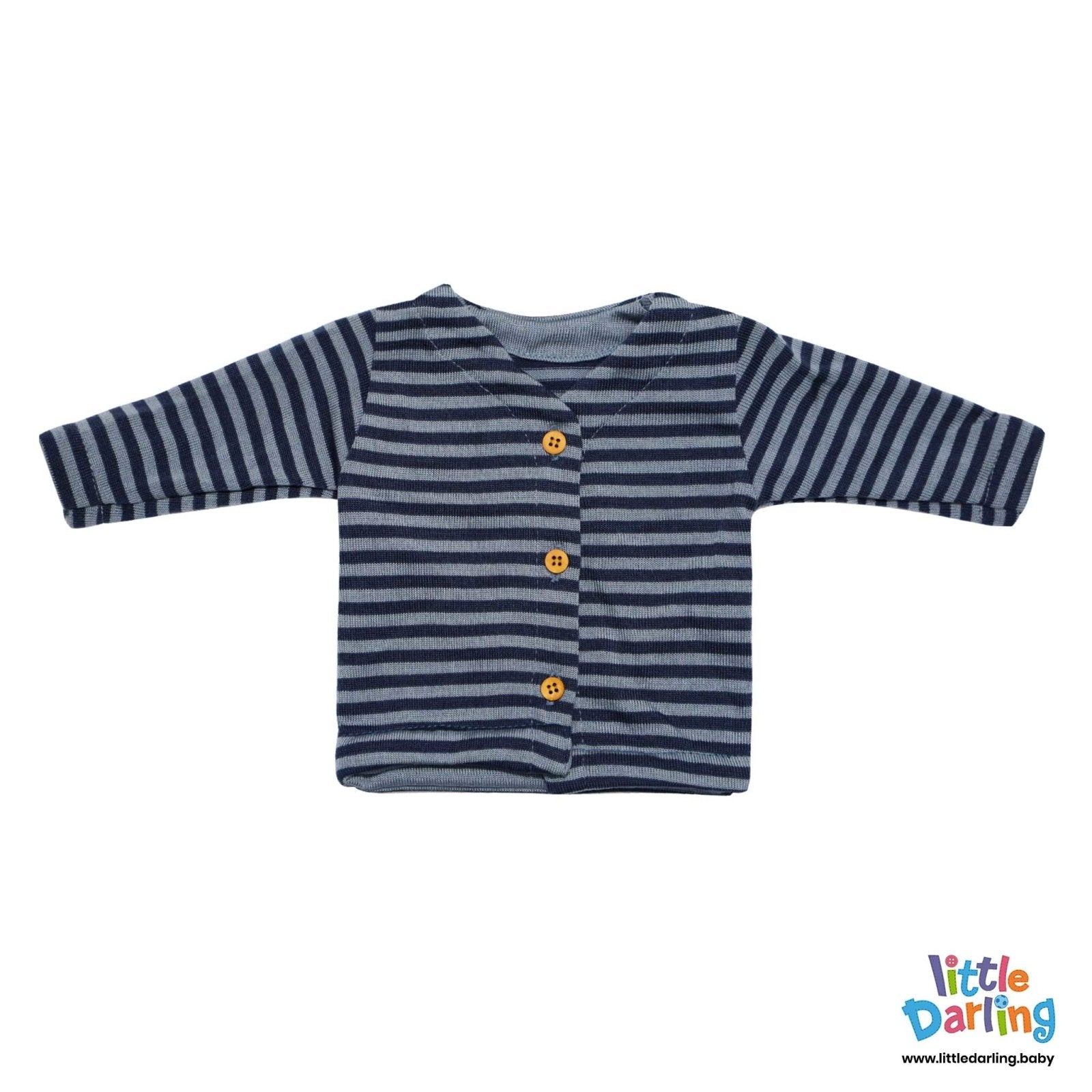 4 Pcs Woolen Gift Set Grey & Navy Blue Stripes by Little Darling