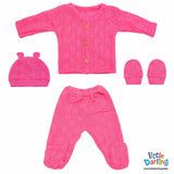 Newborn Baby Gift Set Pk Of 4 Pink Fancy Knitting | Little Darling - Zubaidas Mothershop