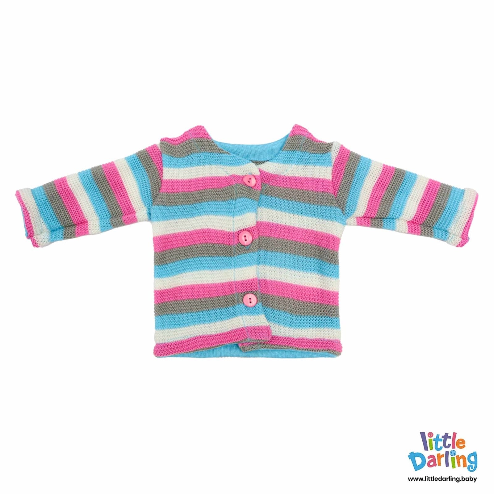 4 Pcs Woolen Gift Set Blue & Pink Stripes by Little Darling