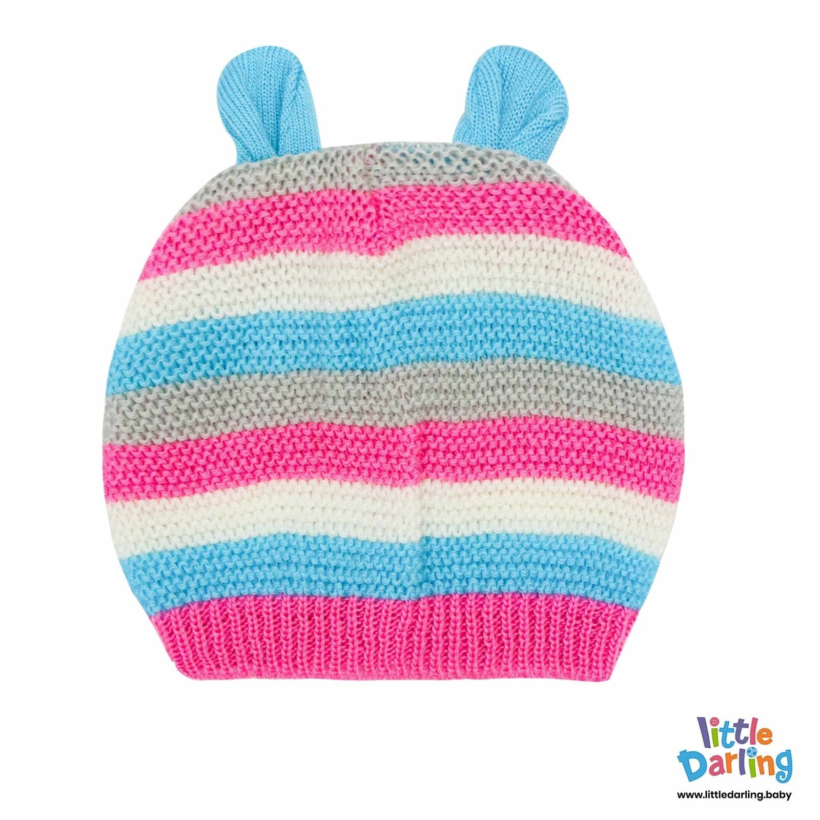 4 Pcs Woolen Gift Set Blue & Pink Stripes by Little Darling