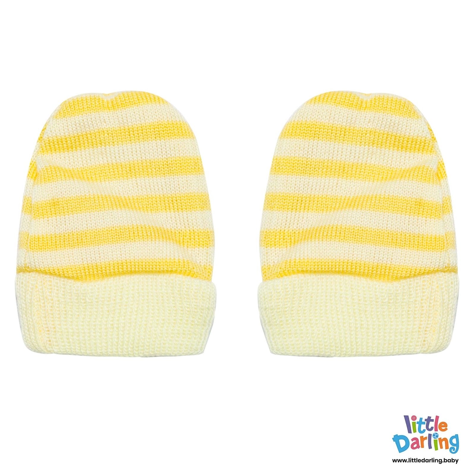 4 Pcs Woolen Gift Set White & Yellow Stripes by Little Darling