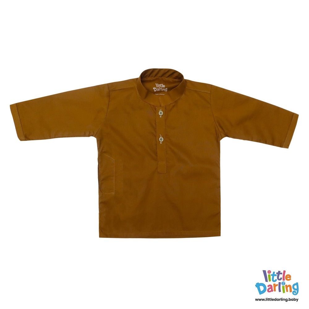 Newborn Baby Kurta Shalwar Brown Color | Little Darling - Zubaidas Mothershop