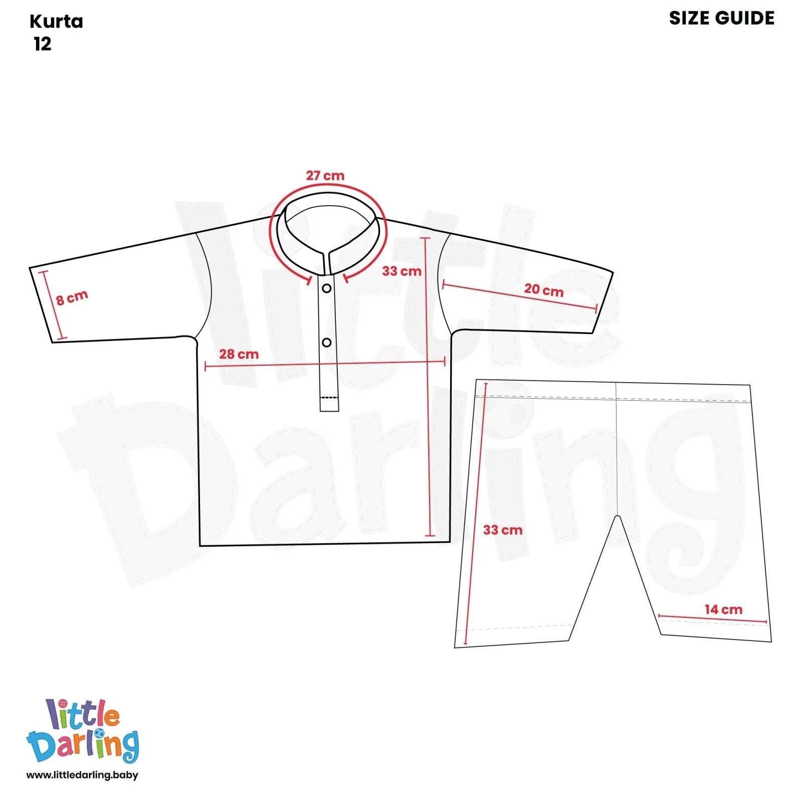 Newborn Baby Kurta Shalwar Cyan Color by Little Darling