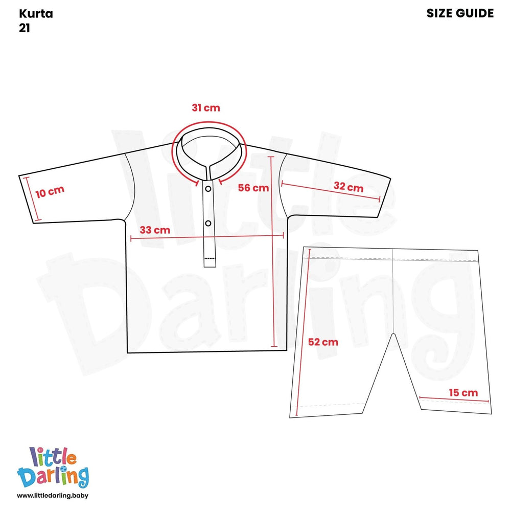 Newborn Baby Kurta Shalwar Cyan Color | Little Darling - Zubaidas Mothershop