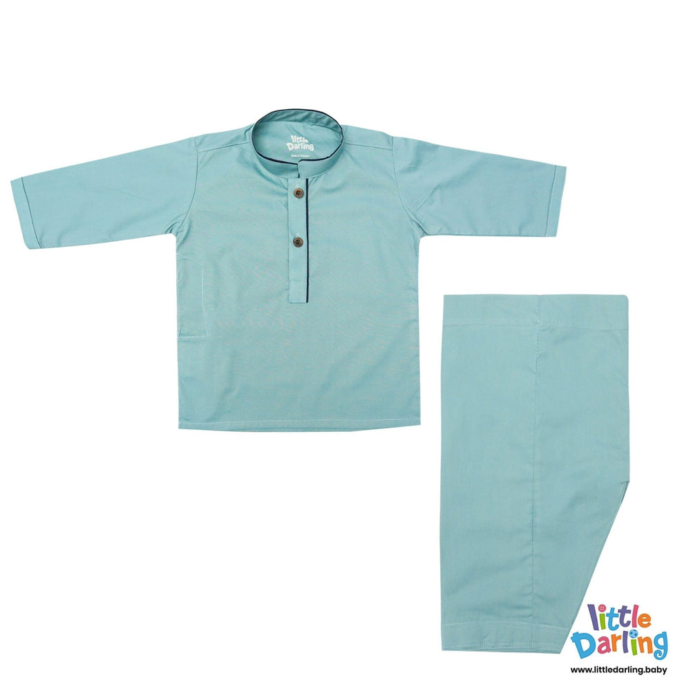 Newborn Baby Kurta Shalwar Cyan Color | Little Darling - Zubaidas Mothershop