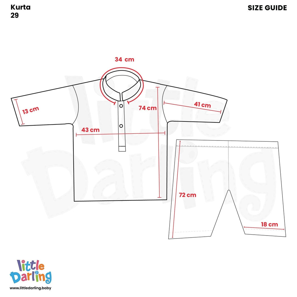 Newborn Baby Kurta Shalwar SkyBlue | Little Darling - Zubaidas Mothershop