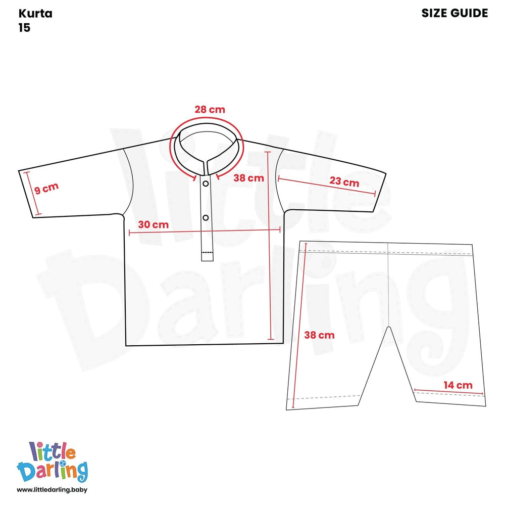 Newborn Baby Kurta Shalwar SkyBlue | Little Darling - Zubaidas Mothershop