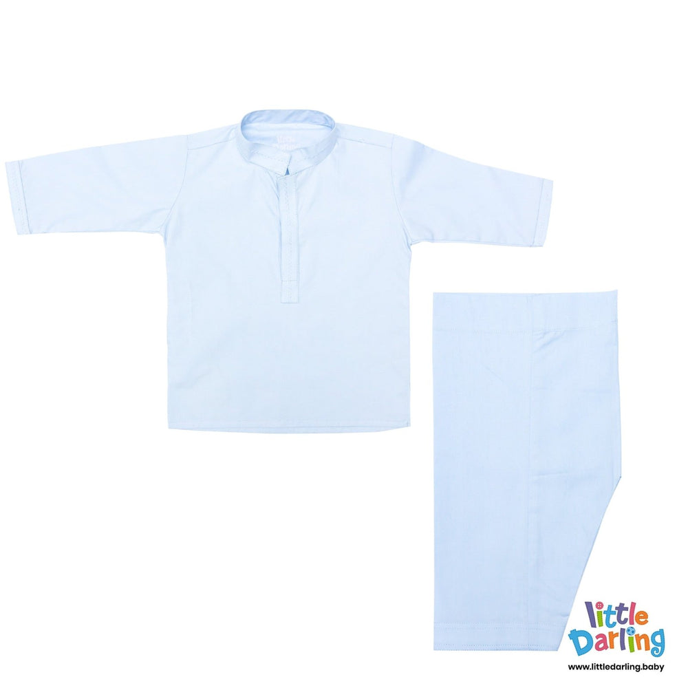 Newborn Baby Kurta Shalwar SkyBlue | Little Darling - Zubaidas Mothershop