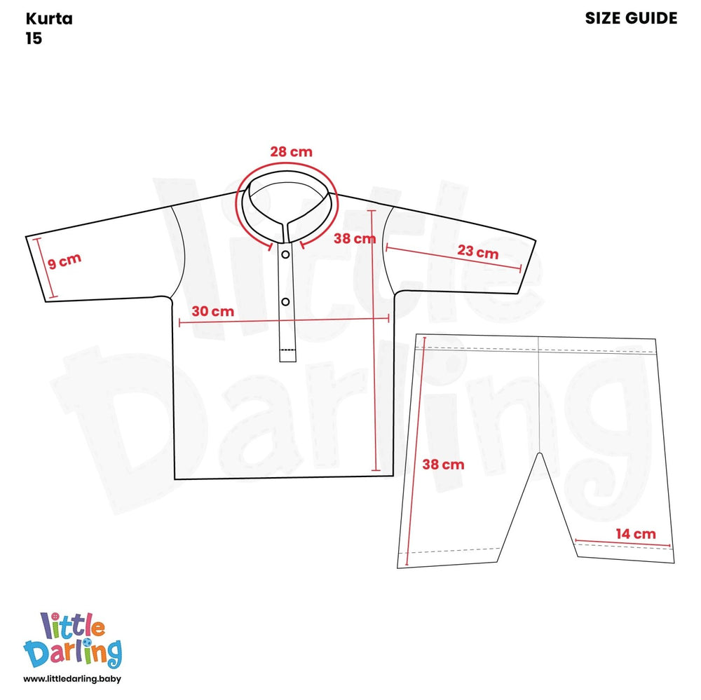 Newborn Baby Kurta Shalwar SkyBlue | Little Darling - Zubaidas Mothershop