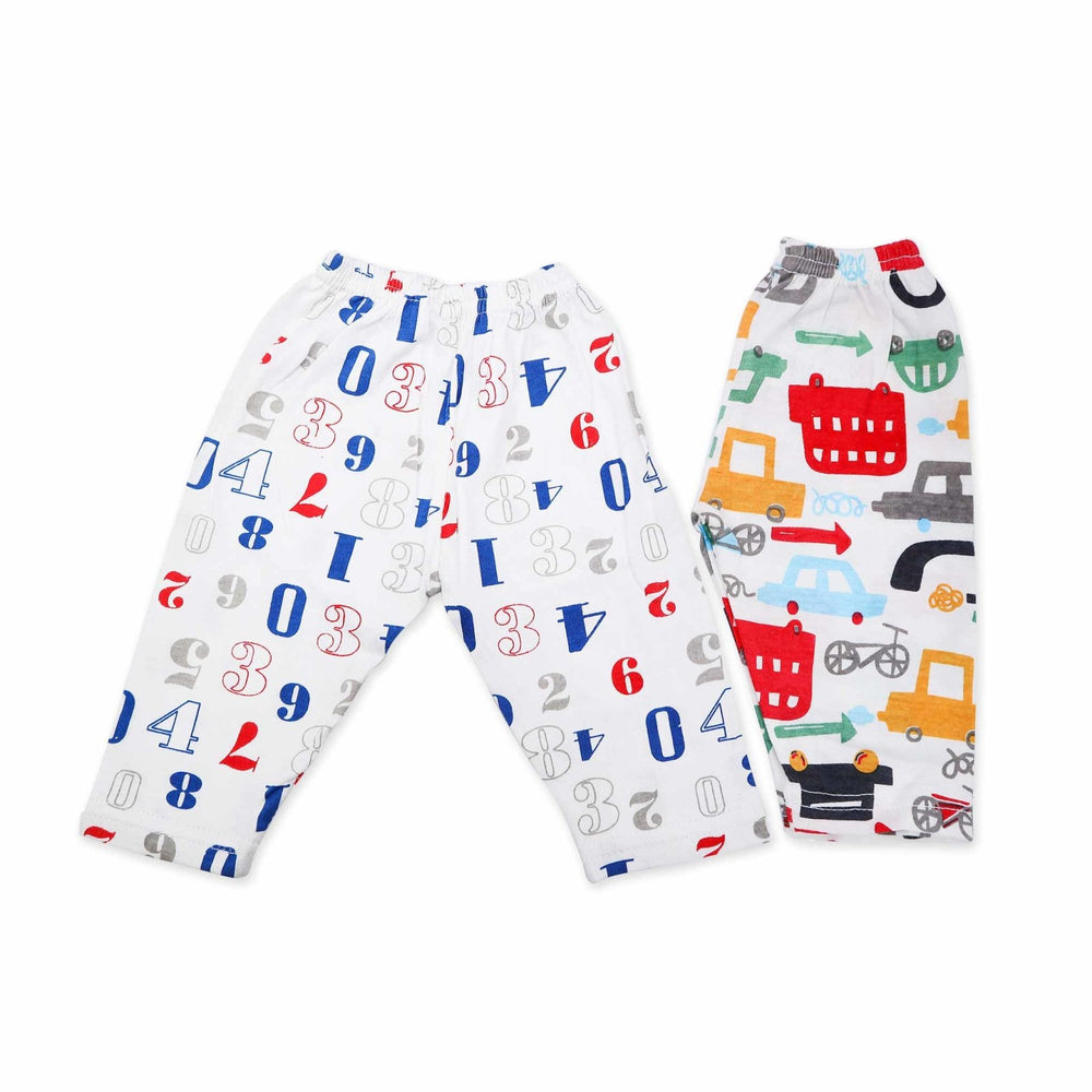 Pajama Set of 2 White Printed | Little Darling - Zubaidas Mothershop