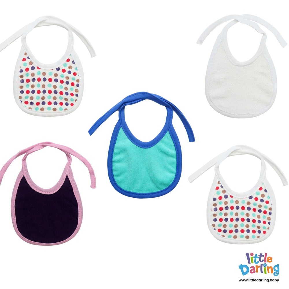 Polka Dots Printed Pack of 5 Bibs | Little Darling - Zubaidas Mothershop
