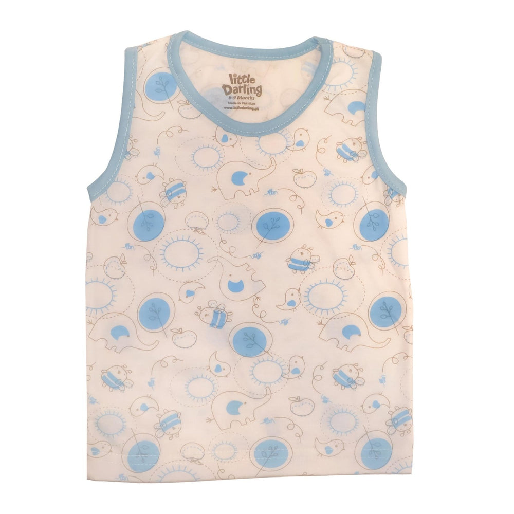 Sando Suit Blue Elephant And Birds Print | Little Darling - Zubaidas Mothershop