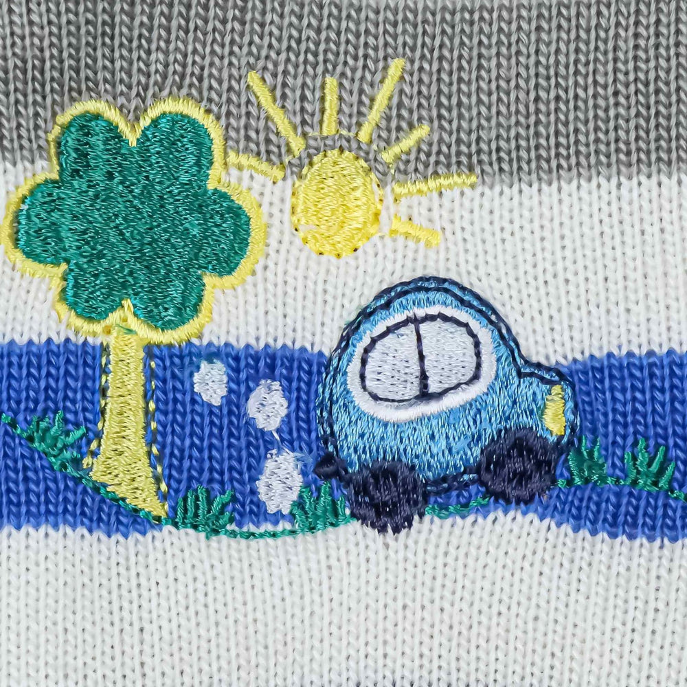 Woolen Hooded Jacket Blue Sripes | Little Darling - Zubaidas Mothershop