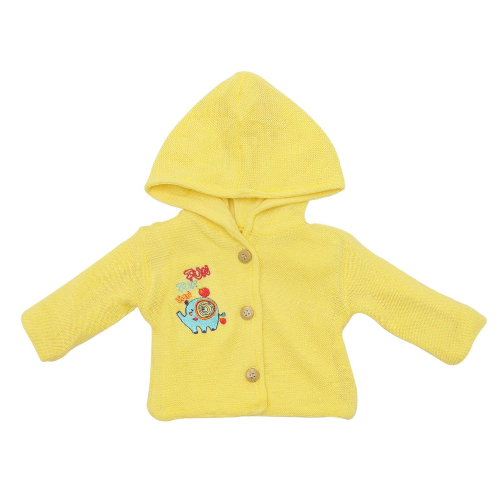 Woolen Hooded Jacket Elephant Embroidery | Little Darling - Zubaidas Mothershop