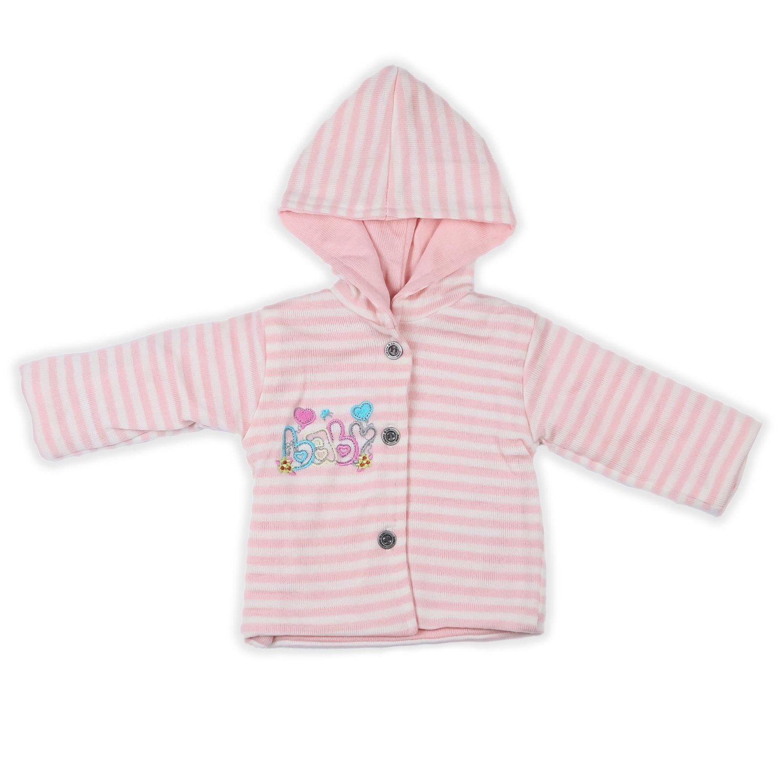 Woolen Hooded Jacket Light Pink | Little Darling - Zubaidas Mothershop