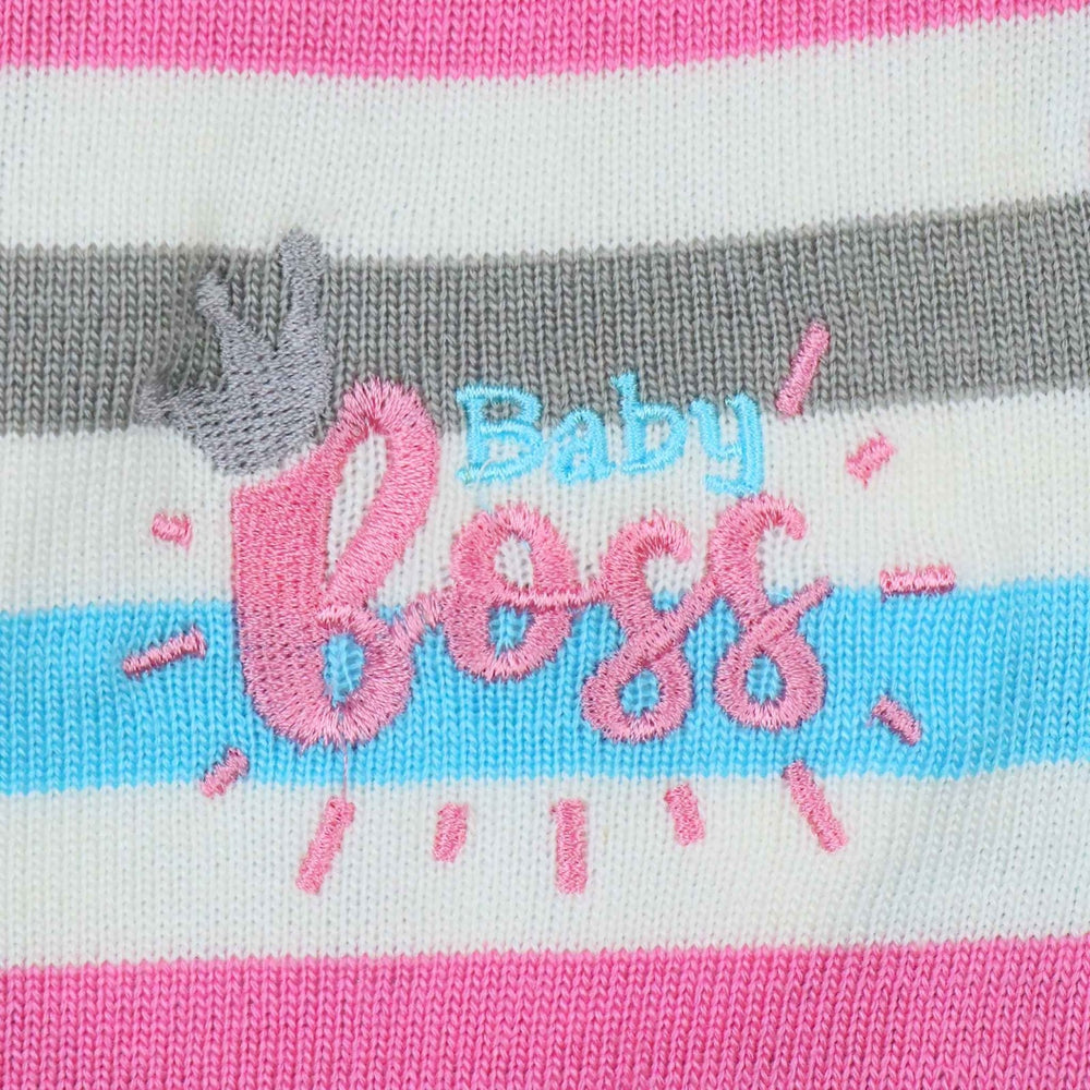 Woolen Hooded Jacket Pink Stripes | Little Darling - Zubaidas Mothershop