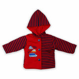 Woolen Hooded Jacket Red Stripes | Little Darling - Zubaidas Mothershop