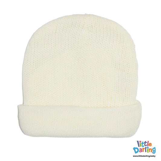 Woolen Regular Cap White Color | Little Darling - Zubaidas Mothershop