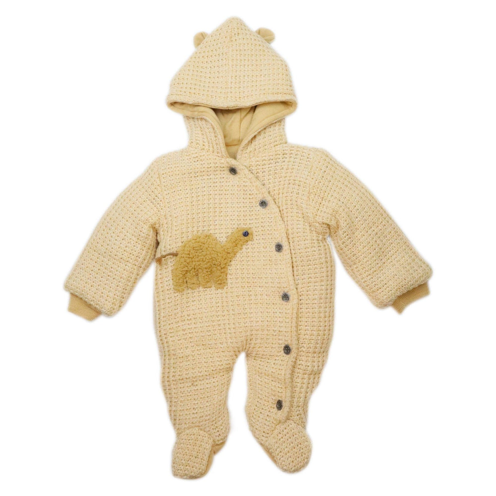 Woolen Romper Beige With Embossed Camel | Little Darling - Zubaidas Mothershop
