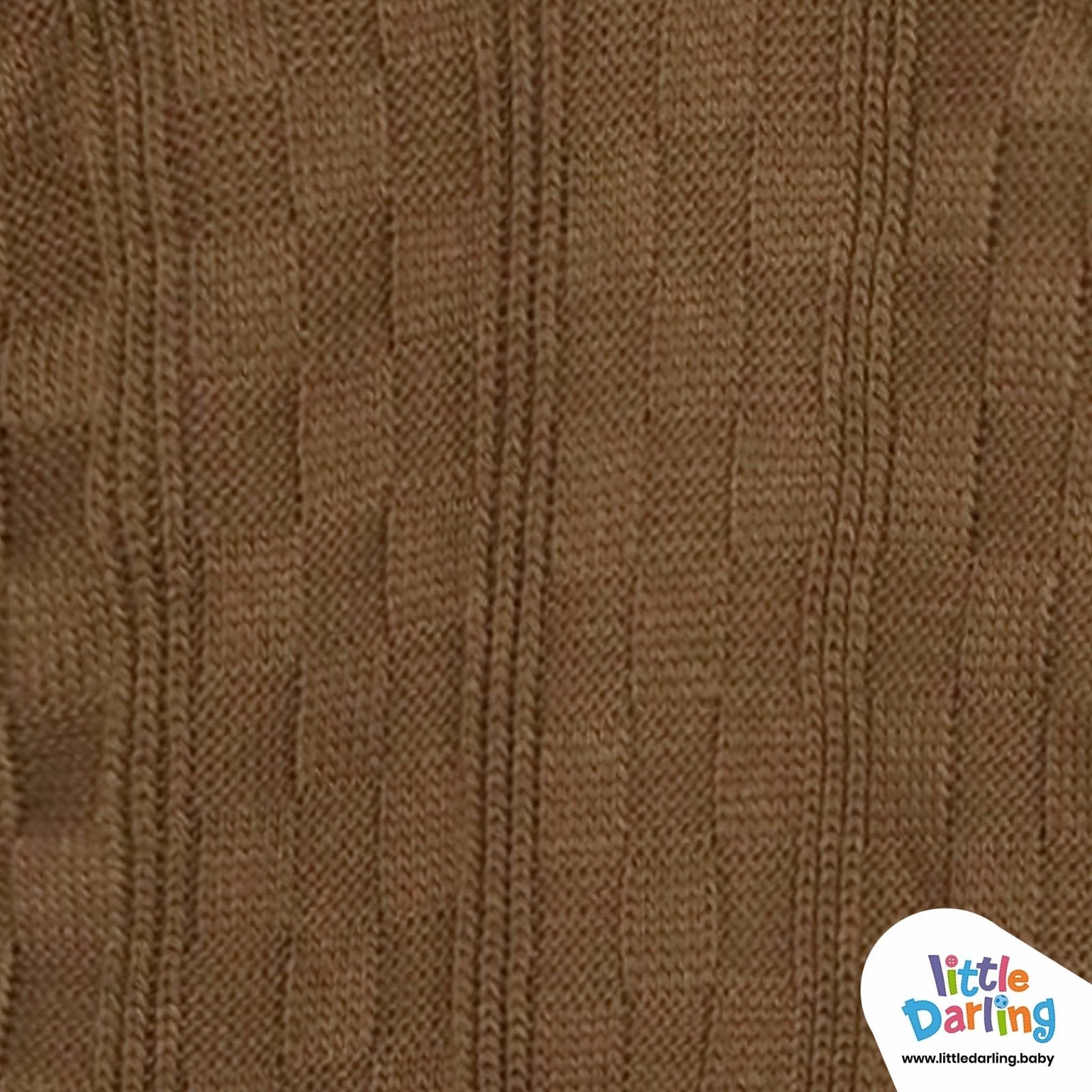 Hooded Woolen Romper Box Pattern Brown Color by Little Darling