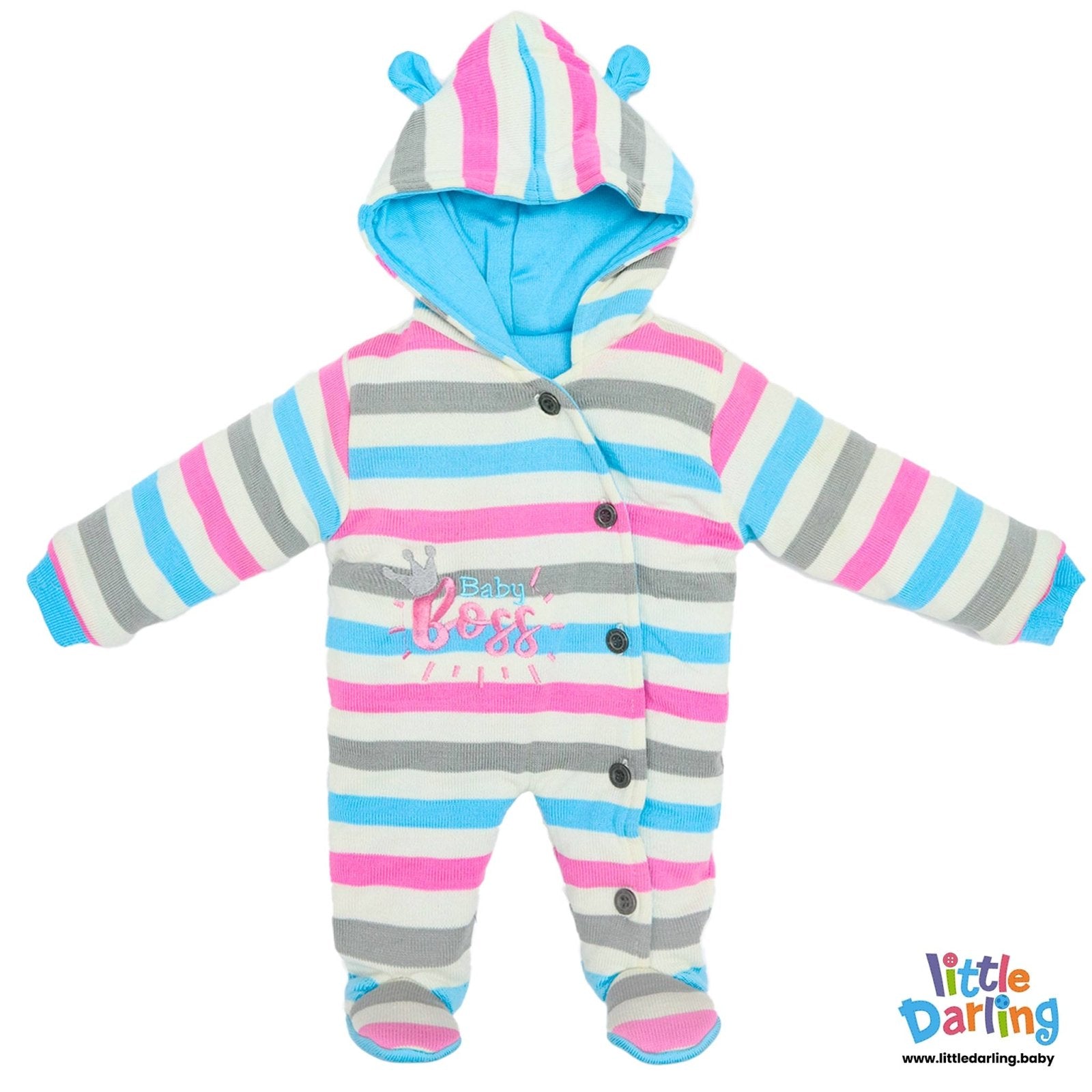 Woolen Romper Multi Color Strips | Little Darling - Zubaidas Mothershop