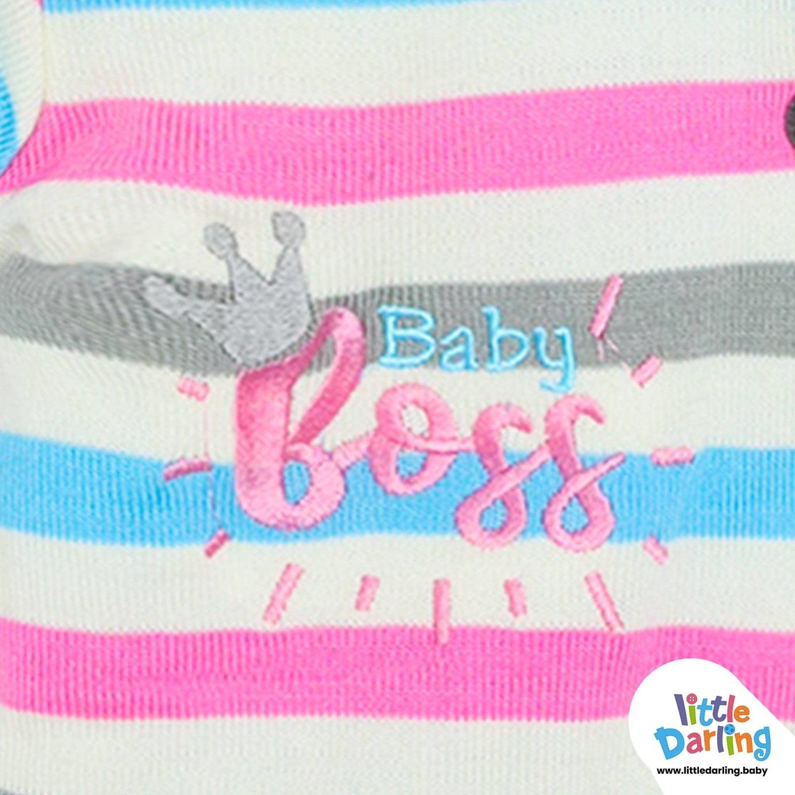 Hooded Woolen Romper Baby Boss Series Pink Stripes by Little Darling