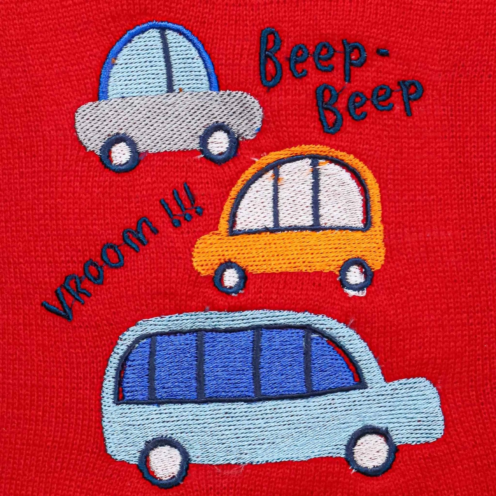 Hooded Woolen Romper Beep Beep series Blue Stripes by Little Darling